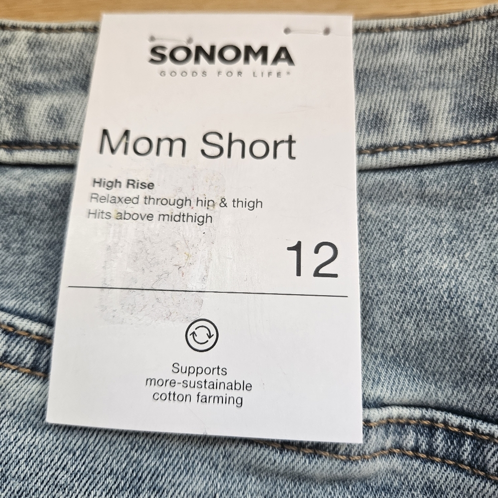 Sonoma Mom High Rise Denim Shorts sz 12 Style: Tannery. Med wash. NWT cu…